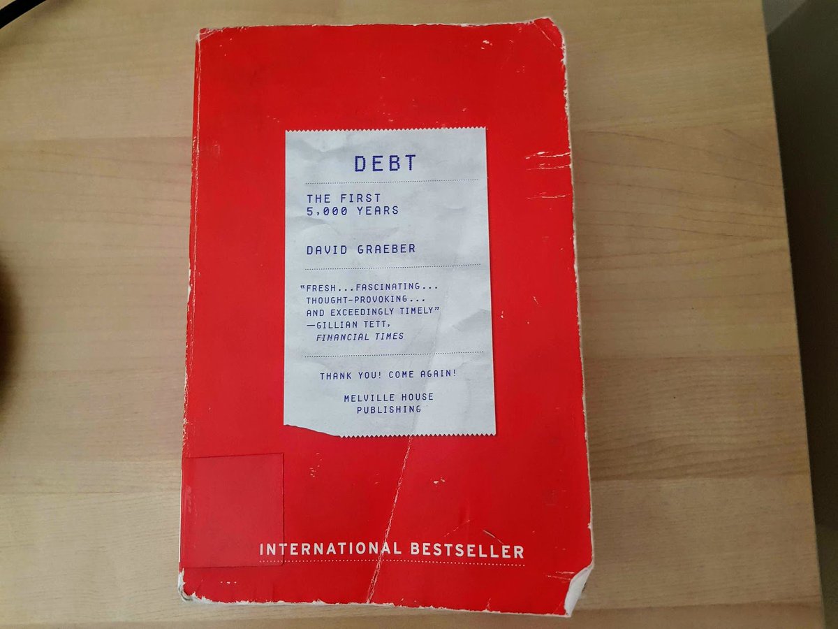 safetyth1rd's tweet photo. Finished #DebtTheFirst5000Years recently.

If you're into #bitcoin, #ethreum or #crypto in general, I recommend it. 

Written by anthropologist @davidgraeber, it explains how  our ideas about money are not supported by evidence. 

Instead, it explains (thread): https://t.co/OMYRO5zbT6