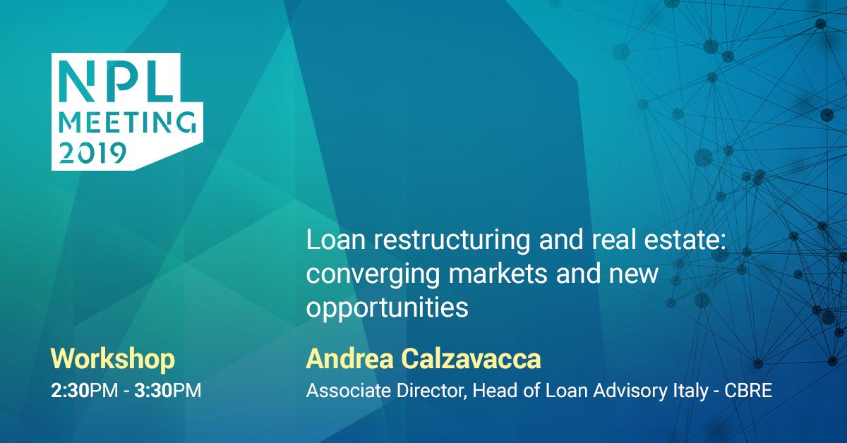 BancaIfis's tweet photo. Andrea Calzavacca, Associate Director, Head of Loan Advisory @CBREItaly explains and stimulates the conversation during his #workshop: "Loan restructuring and #realestate: converging #markets and new opportunities" #nplmeeting #runtheindustry https://t.co/wndqBRSJZ5