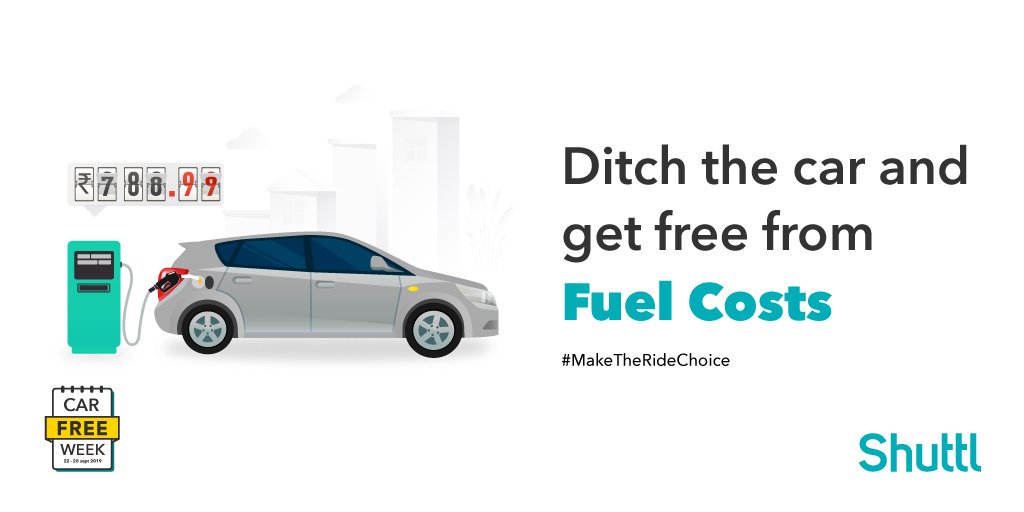 Shuttl_Ind's tweet photo. Sick of spending too much at the petrol station? Ditch driving, get Shuttling.🚌

Choose #Shuttl and be an environmental hero. We help cities save 72 kilolitres of fuel daily!

#MakeTheRideChoice #WorldCarFreeDay #ClimateFirst #Congestion #Pollution #CimateChange https://t.co/jx8N0WchzQ