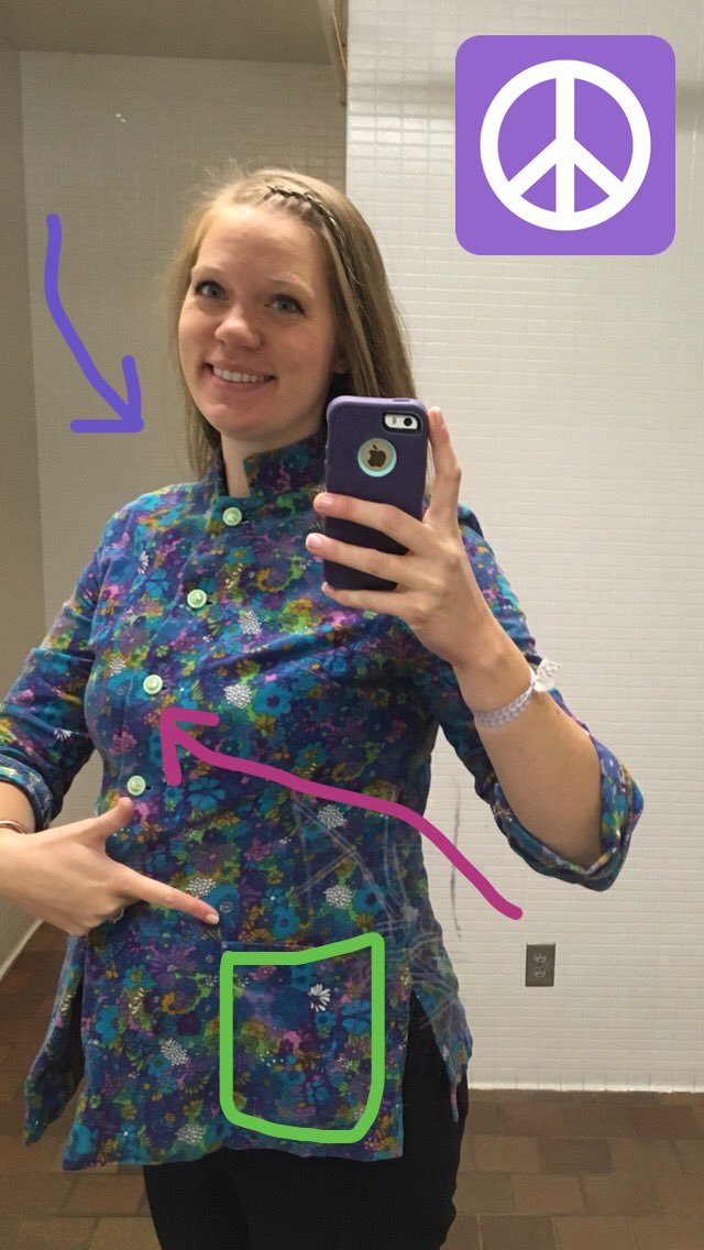 MotzkoMath's tweet photo. All in the details today. #blockCollar #sparklybuttons #onepocket #flowerpower #CHSUglyShirtThursday @CHS_Lumberjacks https://t.co/ymlNInXnOH