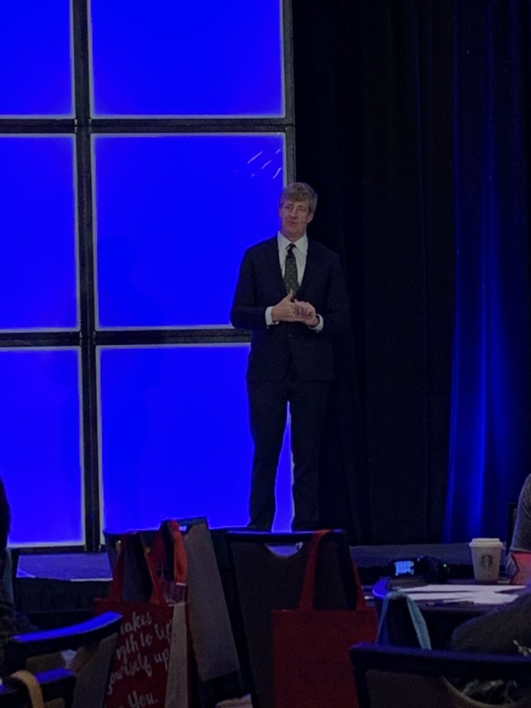 AskForHelp's tweet photo. The great MH advocate @PJK4brainhealth takes the stage at #RecoveryCapitalTO “We as a society are in denial bc we haven’t grasped how much trouble we’re in w the current existential mental health crisis.” @EHNCanada @kennedyforum https://t.co/2mQq0vAogm