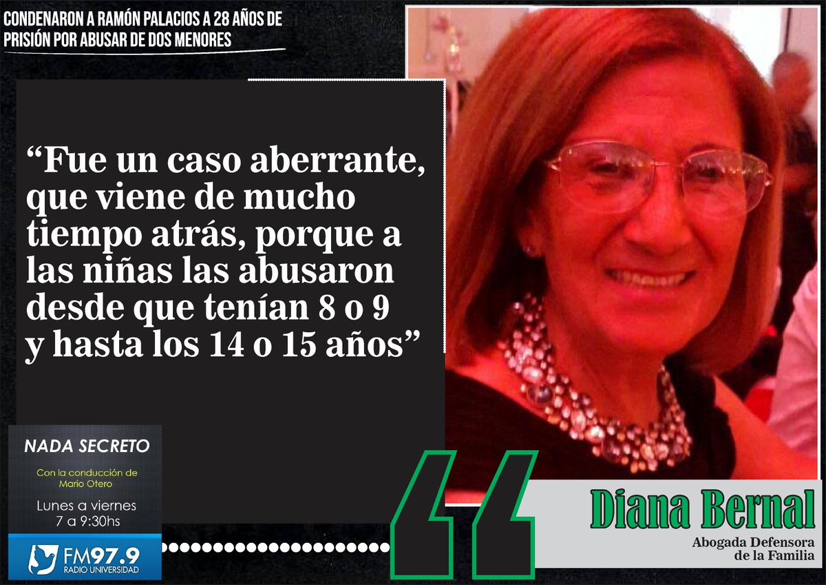NadaSecretoUNSL's tweet photo. La Cámara de Apelaciones de Concarán condenó a 28 años de prisión a Ramón Palacios por abusar sexualmente de dos menores. Palacios es oriundo de Villa de Merlo y seguirá detenido. Las víctimas son dos hermanas que actualmente tienen 18 y 21 años. Habló la abogada Diana Bernal. https://t.co/6fGrUjYl3E