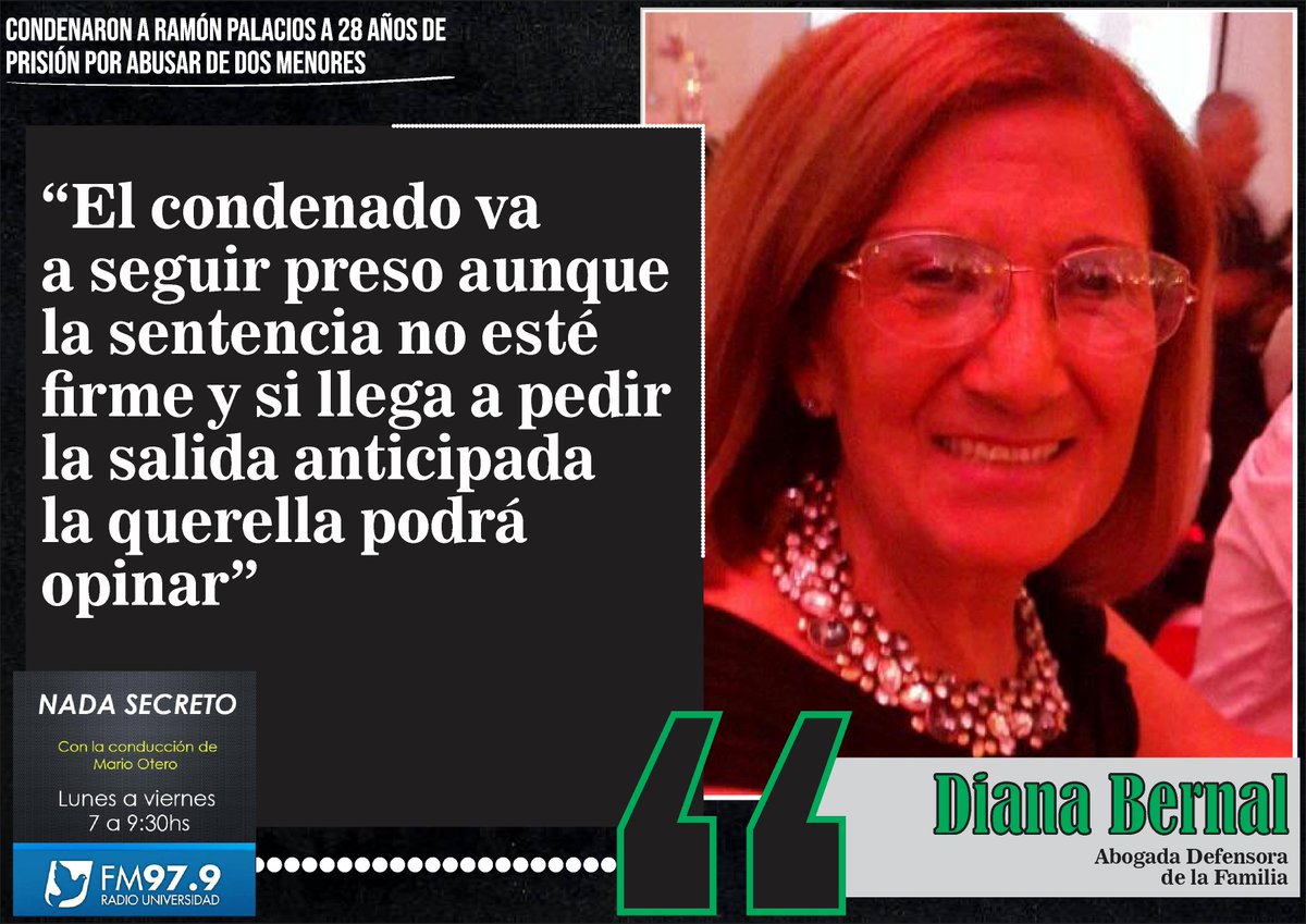 NadaSecretoUNSL's tweet photo. La Cámara de Apelaciones de Concarán condenó a 28 años de prisión a Ramón Palacios por abusar sexualmente de dos menores. Palacios es oriundo de Villa de Merlo y seguirá detenido. Las víctimas son dos hermanas que actualmente tienen 18 y 21 años. Habló la abogada Diana Bernal. https://t.co/6fGrUjYl3E
