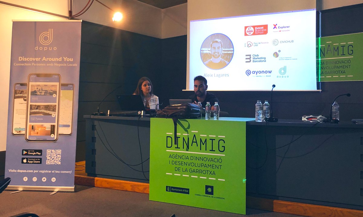 Escoltant a <a href="/aleixlagares/">Aleix Lagares Tané</a> d’<a href="/ayonowdotcom/">Ayonow Digital Agency</a> presentant el nou aplicatiu <a href="/dopuoapp/">Dopuo</a> per promocionar el comerç local tot creant una experiència. Bona feina!