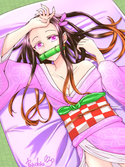 パンドラうさぎさんがTwitterに投稿した竈門禰豆子(鬼滅の刃)のイラスト。