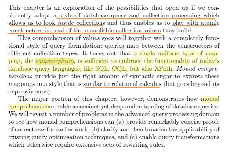 semanticbeeng's tweet photo. "Monad Comprehensions: A Versatile Representation for Queries"
"a single uniform type of mapping, #catamorphism, sufficient to embrace the functionality of today's database query languages, like SQL, OQL, XPath"
#CategoryTheory
#MachineLearningEngineering beyond "#datapipeline"s https://t.co/f5E8X4oghf