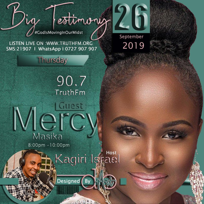 Truthfmkenya's tweet photo. Blessings are released when you testify of the goodness of the Lord. @MercyMasika will be Sharing her testimony Tonight! Tune in #BigTestimonyOnTruthFm 8pm -10pm https://t.co/z8BPlVI8iu