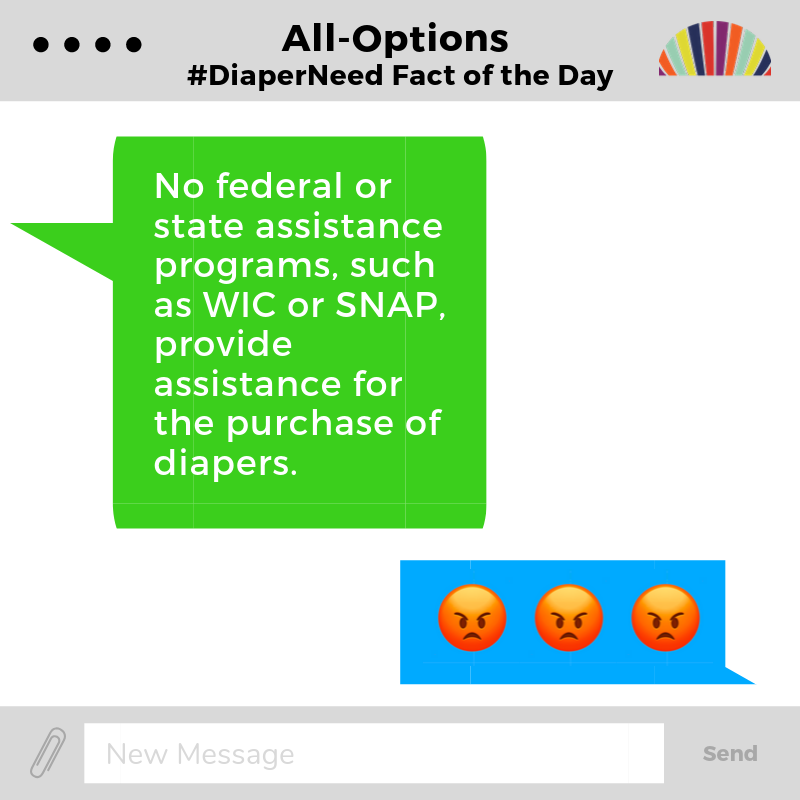 AllOptionsIN's tweet photo. #DiaperNeed Fact of the Day: No federal or state assistance programs, such as WIC or SNAP, provide assistance for the purchase of diapers. #DNAW

Show support for our #HoosierDiaperProgram clients and donate today: https://t.co/Lb2fl1CLcs https://t.co/hkaJNP8dEw