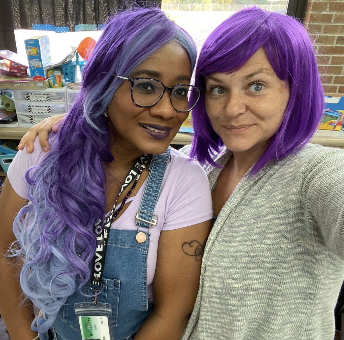 Homecoming, purple day!! #teacherfriends #HOCO #schoolspirit #teacherpositivity
