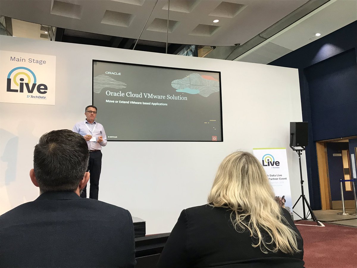 SimonHillOracle's tweet photo. Brilliant insight into @Oracle Gen 2 Cloud from Martin Bridge @TechDataUK Live. Some really exciting initiatives for our partners and customers to get involved with! 
#TDLive19 #Oracle #oraclecloud https://t.co/hPZ7ZeWmnr