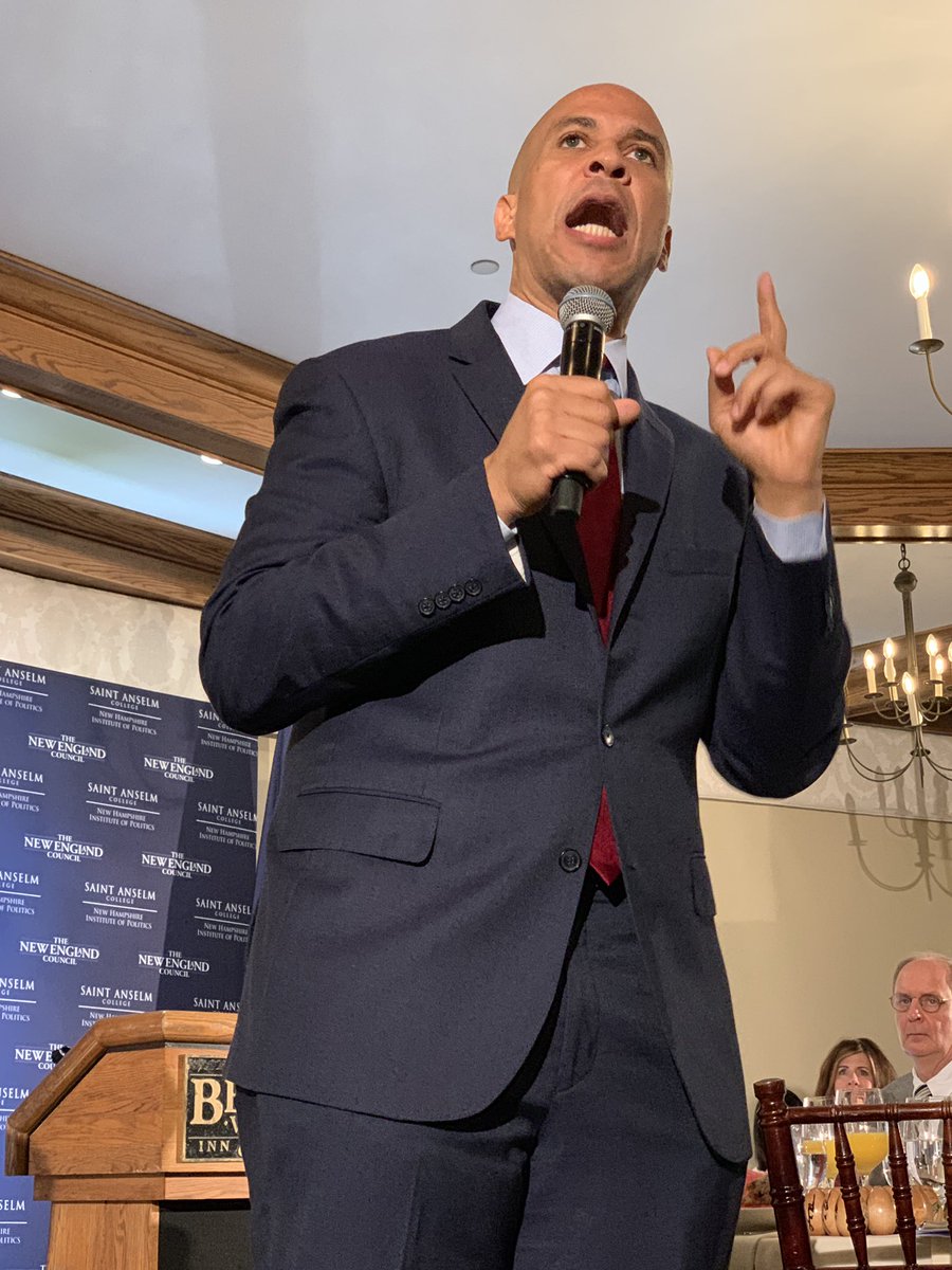 JTTucker7's tweet image. At Politics &amp;amp; Eggs @CoryBooker says, “the ties that bind us are stronger than the bonds that break us”. Also discussed: Rx prices, support for families impacted by Alzheimer’s, addressing childhood trauma. #StopRxGreed @AARPNH @NECouncil @SaintAnselm