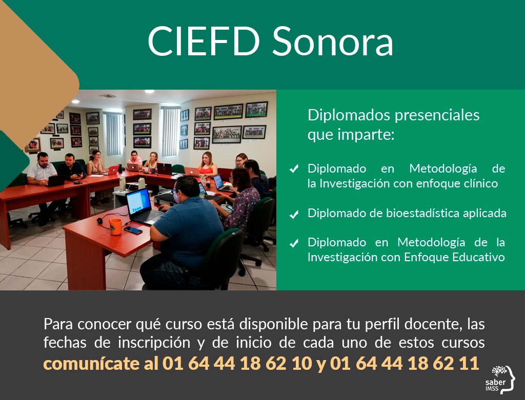 Saber_IMSS's tweet photo. ¿#SabíasQue la delegación Sonora del IMSS cuenta con un Centro de Investigación Educativa y Formación Docente? Este CIEFD actualmente ofrece cursos presenciales orientados al desarrollo profesional continuo de los #DocentesIMSS y de los #DirectivosIMSS. ¡Conócelo! https://t.co/XwyhkeAela