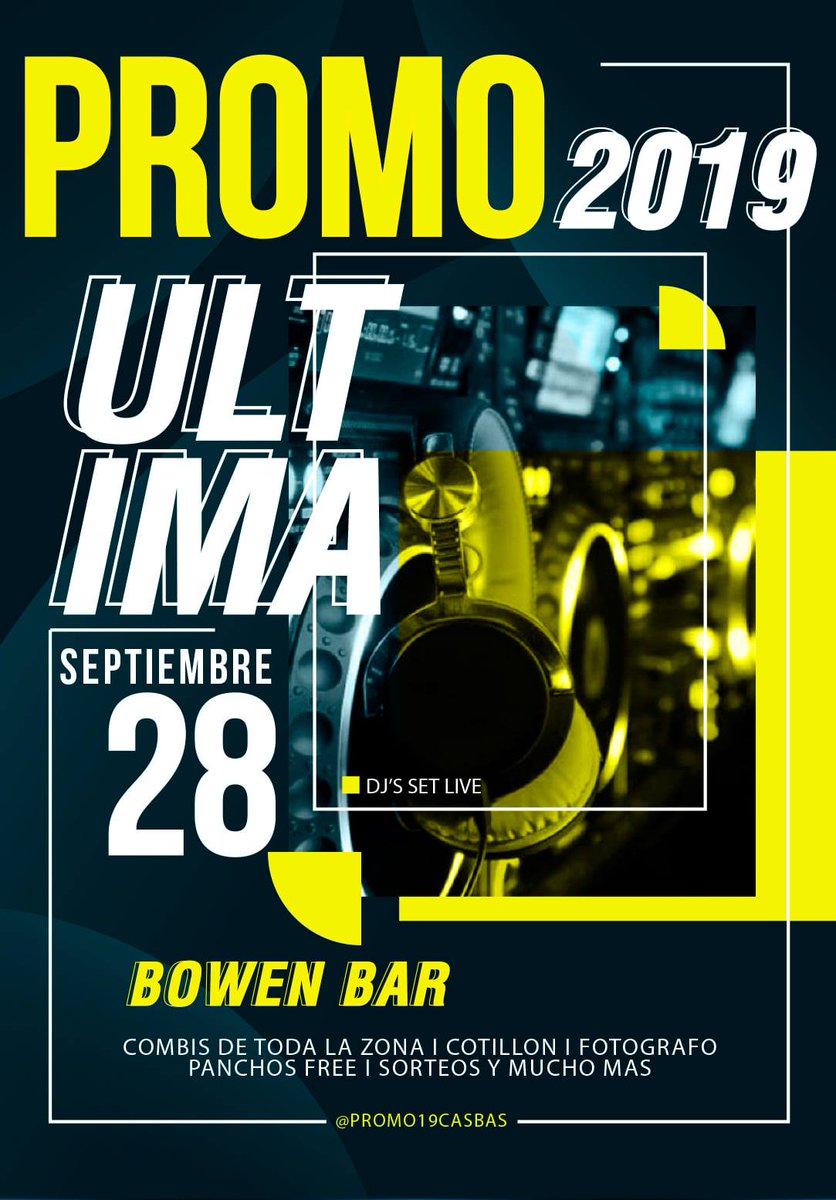 Bowen_Bar's tweet photo. Se nos va la 19 😭 

El 28 se viene nuestra 💣Ú̼L̼T̼I̼M̼A̼ F̼I̼E̼S̼T̼A̼💣 en #Bowenbar y planeamos una noche completita:

✔️ Combis de la zona 🚐
✔️ Cotillón para joder un rato 🎉
✔️ Fotógrafo @kevinfuncia 💯
✔️ Panchos de regalo durante la night 🌭

Y más sorpresas 🔥 https://t.co/7zFIbLhMJv