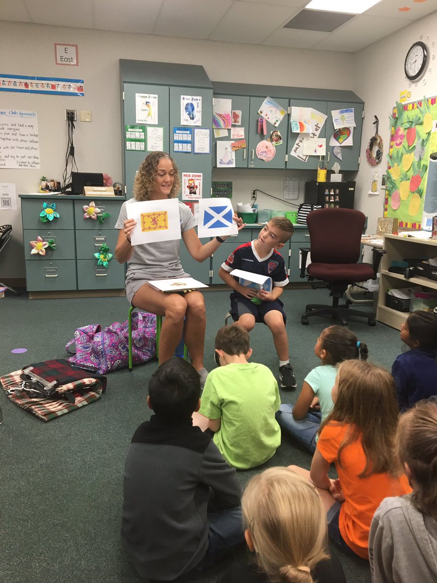 JonannLamaster's tweet photo. Carter’s mom was our Cultural Ambassador today.  She shared about her Scottish culture and even showed us a Highland dance. @ZCSBoone_Meadow https://t.co/QxKQXLV8oi