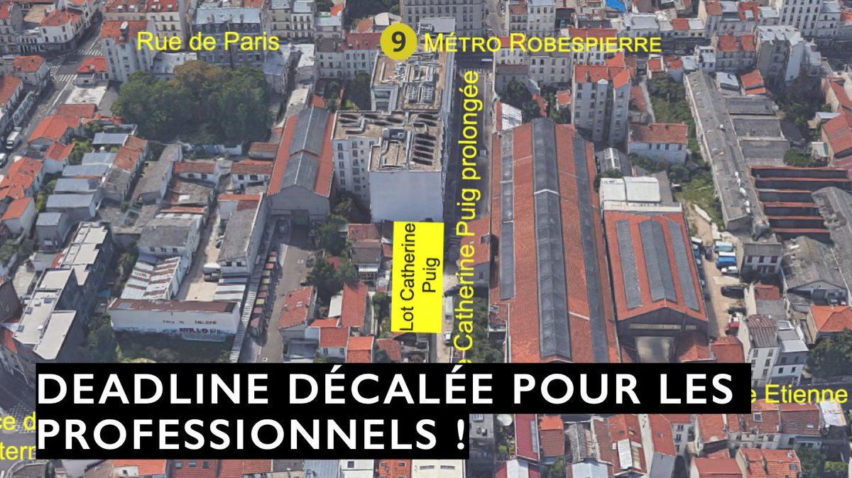 La date limite de dépôt des candidatures de professionnels pour le projet d’ #habitatparticipatif sur le lot #catherinepuig à #Montreuil est repoussée au 4 octobre. Les modalités de réponse sont précisées dans l’additif au règlement de la consultation cf. htts://catherinepuig.fr