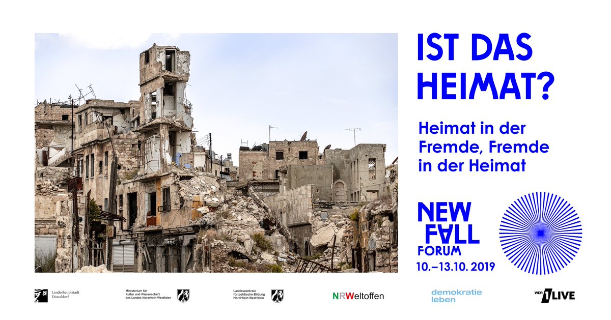 #NewFallForum "Der Pop-Talk zu unserer Gesellschaft der Zukunft". Panel: "Was ist Heimat? - Heimat im Fremden, Fremde in der Heimat" u.a. mit @fatma_morgana, <a href="/janfleischhauer/">Jan Fleischhauer</a>, <a href="/Kuebra/">Kübra Gümüşay</a> Gümüsay. Moderation: <a href="/AlineAbboudTV/">Aline Abboud</a> new-fall-festival.de/forum/ <a href="/NewFallFestival/">New Fall Festival</a>