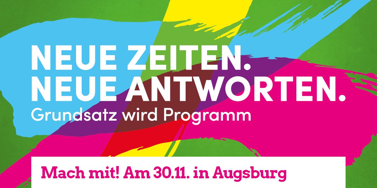 Grundsatz wird Programm – und du kannst dich einbringen! Am 30. November diskutieren wir in #Augsburg mit Robert Habeck über den Entwurf zum neuen grünen Grundsatzprogramm. 👉 Meld dich schon jetzt an, die Plätze sind begrenzt: gruene-bayern.de/termin/regiona… 💚 Wir freuen uns auf dich!