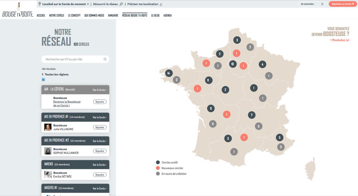BougeTaBoite's tweet photo. Le réseau business @BougeTaBoite compte désormais 100 Cercles partout en France. 
Les derniers nés sont Bordeaux rive droite, Paris Nord ou encore Marseille!
Quel chemin en 2 ans !
Bravo à aux Bougeuses ! 
Merci à @BNPParibas pour l'accueil dans la plupart de ces villes https://t.co/AGPR7rtqtU