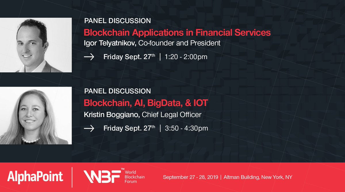 AlphaPointLive's tweet photo. We're back at the #WorldBlockchainForum tomorrow with two panel sessions exploring a wide range of tech subject matter. Interested in joining us? https://t.co/5zcuaNtGpx
#blockchain #crypto #AI #fintech https://t.co/HJxoJujoqJ