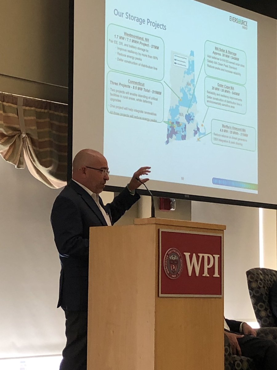 MikeAhernWPI's tweet image. .@EversourceCorp Manager Steve Casey shares their many new storage projects around New England.  Impressive!