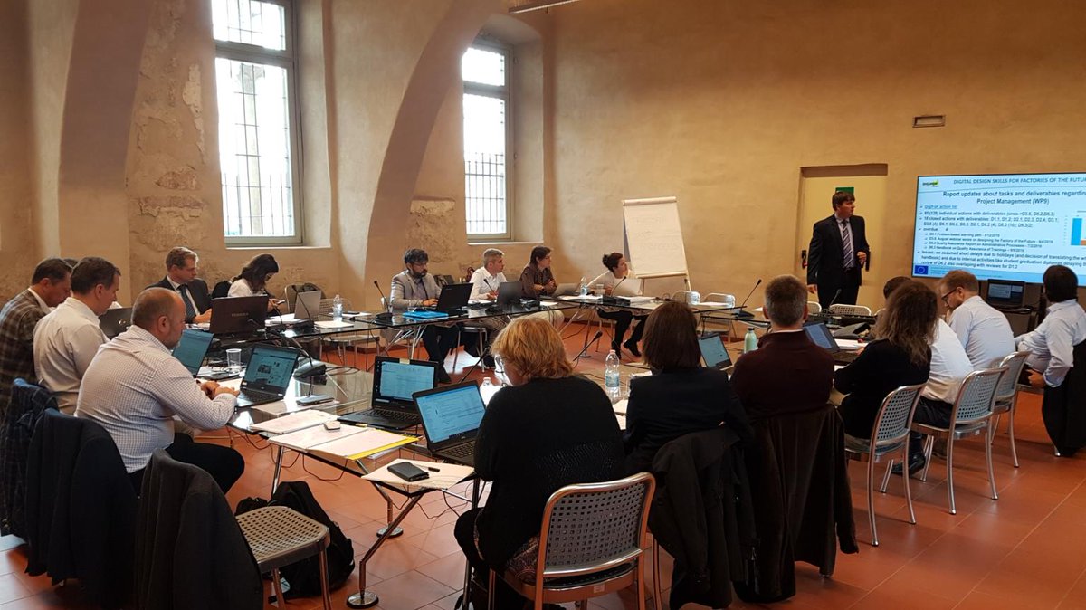Pole_CIMES's tweet photo. 2nd project meeting of #DIGIFOF at the university of Bergamo. #DIGIFOF is devoted to the improvement of digital #skills for the Factory of the future #FoF and funded by the @EU_Commission erasmus+ program. https://t.co/v5bAuKmYvZ