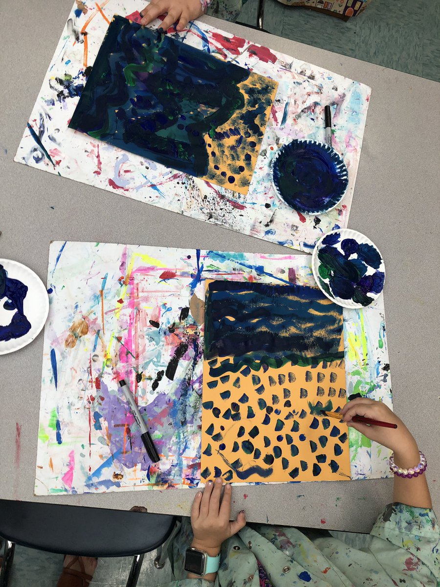 ECESArt's tweet photo. - Being βArt smartβ painting our portfolios this morning! Love these kiddos and their creativity! π@EastClaytonElem @mrsphillippie #artsmartglasses #checkoutthosebrushstrokes #warmvscool https://t.co/IXiS5MSBJV