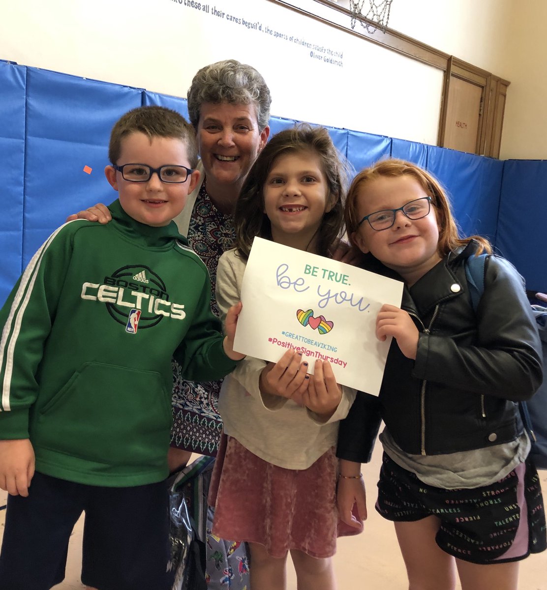 mstelless's tweet photo. My former k now big first graders. Be True be you! #GreatToBeAViking #PositiveSignThursday https://t.co/LeJcAgtDWN
