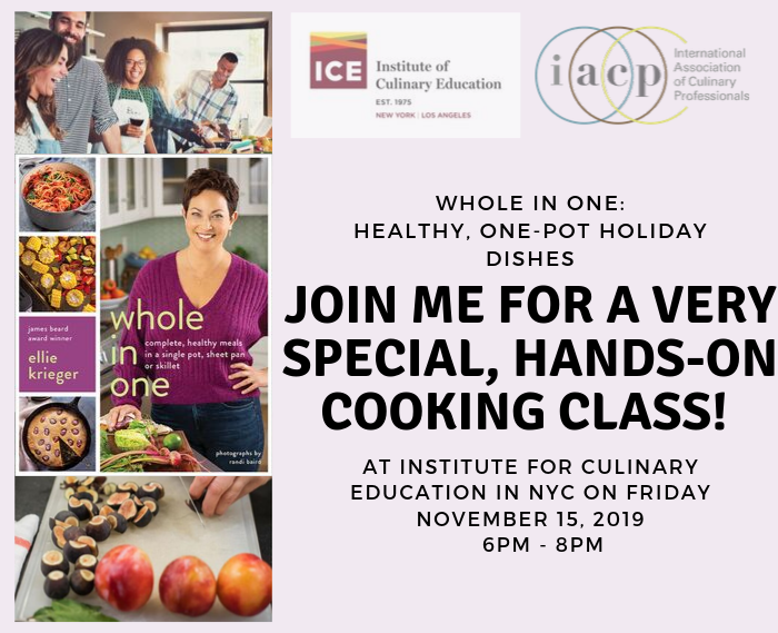 Ellie_Krieger's tweet photo. Come cook with me & learn to make wonderful, one-pot holiday dishes. Space is limited to 20 participants so the class will be small & intimate. Plus, a signed copy of my new book is included! Proceeds benefit @IACPculinary #iacppix Hope to see you there!
https://t.co/w7fnwenXdF https://t.co/qe9fkD5Pq8