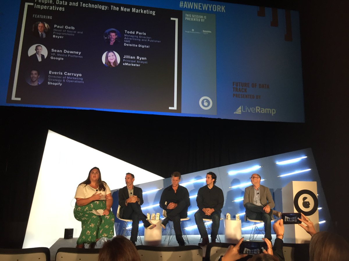 Kicking off Day 4 of #AWNewYork with “People, Data &amp; Technology: The New Marketing Imperatives” with <a href="/BayerUS/">Bayer U.S. 🇺🇸</a> <a href="/Google/">Google</a> <a href="/DeloitteDigital/">Deloitte Digital</a> &amp; <a href="/eMarketer/">EMARKETER</a>