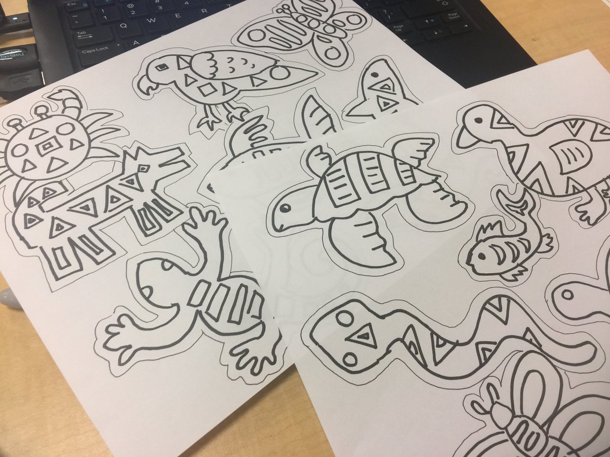 4th Grade artists are learning about molas from Panama for HHM. We started by analyzing and interpreting a visual example. We are learning how the elements of art can make art look realistic or abstract.