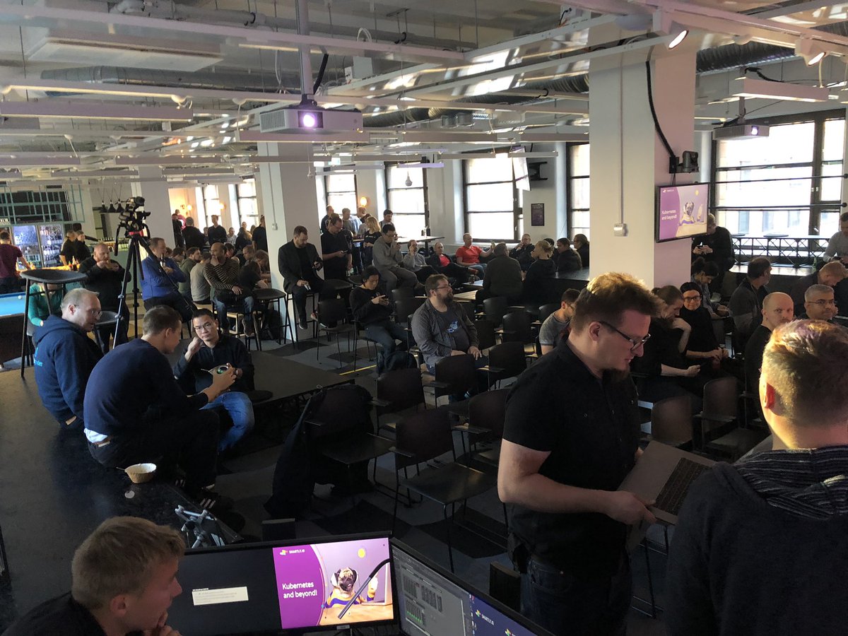 DevOpsFinland's tweet photo. One of the largest events so far! Thanks @smartlyio for hosting and big thank to all speakers Martti, Mike and @kubernetesonarm ! https://t.co/931ouesHJe