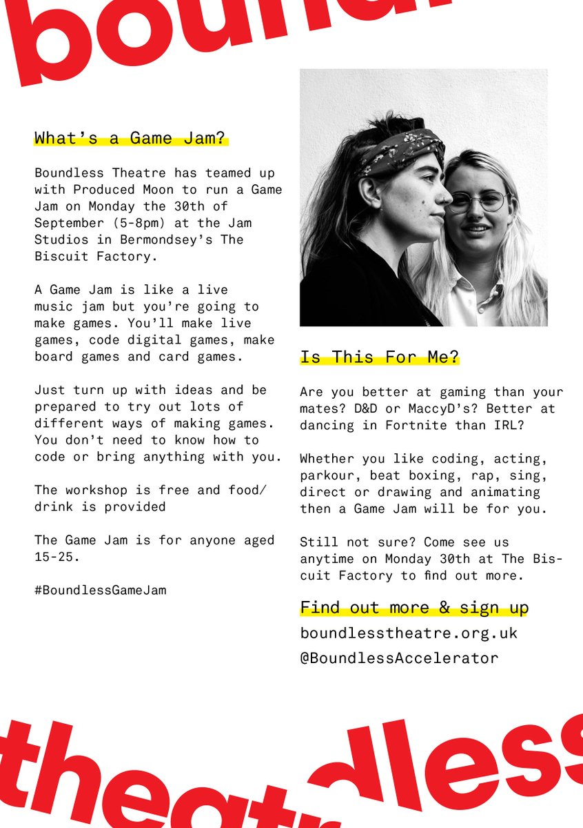 UnitedStSaviour's tweet photo. Boundless Game Jam Bermondsey Biscuit Factory 5pm-8pm Monday 30 September #boundlessgamejam #bermondsey #se16 #youngpeople #fun
RT @bluebermondsey @CommunityOpty @BigLocalWorks1 @cosouthwark @SouthwarkCAN @Millwall_MCT @salmonyouth @bedehouse @ActiveCN https://t.co/6YfyOWK1sB