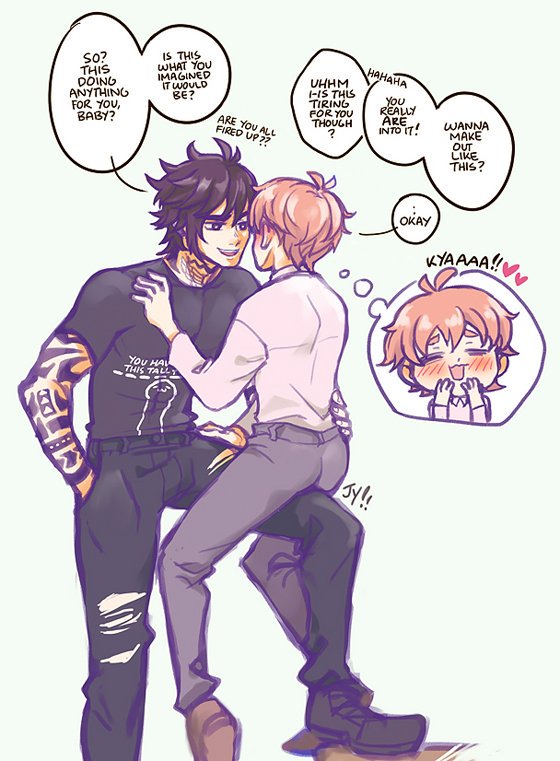 i had a dream where heiwa really wanted to sit like this on kennan's leg?? hahaha 
