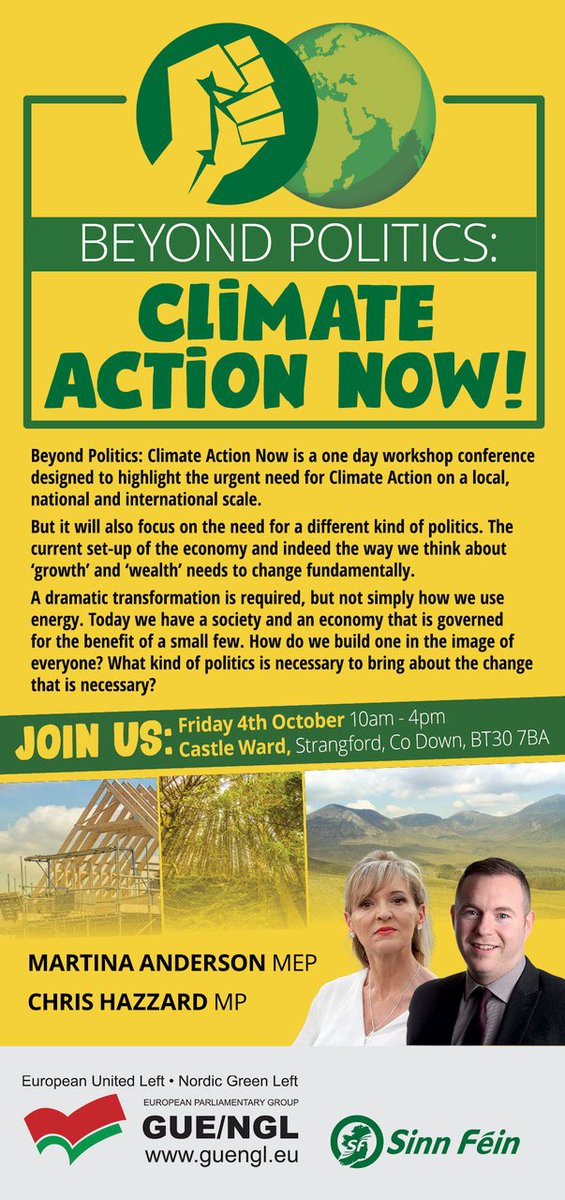 SouthDownSF's tweet photo. Climate change is one of the largest &amp; growing problems society today faces as a whole. @ChrisHazzardSF and @M_AndersonSF will host Climate Action Now with a range of speakers &amp; experts in Castleward on 4th Oct to discuss the urgent need for Climate Action. Join us! Bígí Linn! https://t.co/EwoRfTFYvG