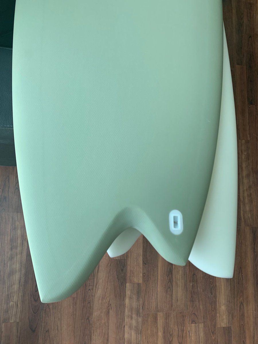 Really clean looking asym tails from <a href="/ryanlovelace/">ryan lovelace</a>.  We did a sage green resin pigment with our Infused Glass - both of these in polyester resin.  Love how the vacuum bag really makes the lam tight to the shape so all the subtle details can shine.