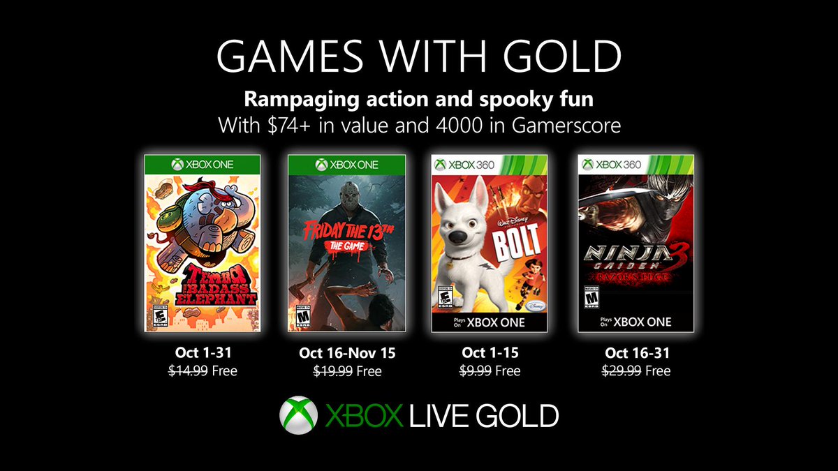 Xbox Live Games with Gold October 2019