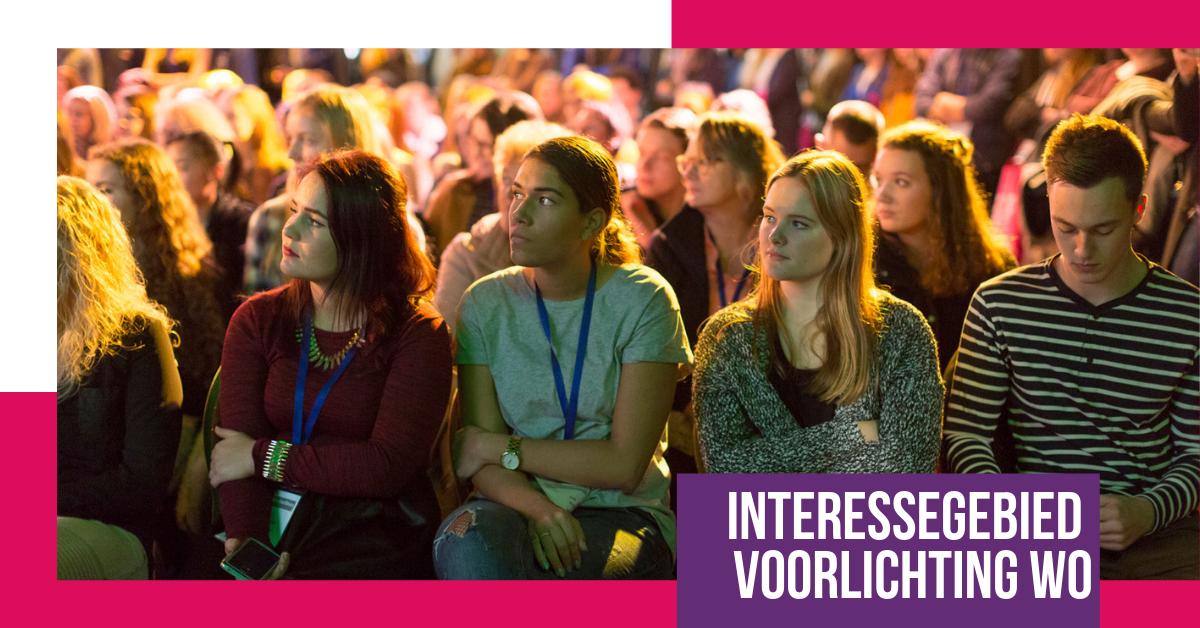 Welke studierichting kies jij? Studenten van universiteiten vertellen in sessies van 30 minuten over verschillende interessegebieden. Tijdens deze voorlichtingen leer je meer over studiemogelijkheden, beroepen en skills. 
Bekijk het programma op
onderwijsbeurs.nl/nl/programma