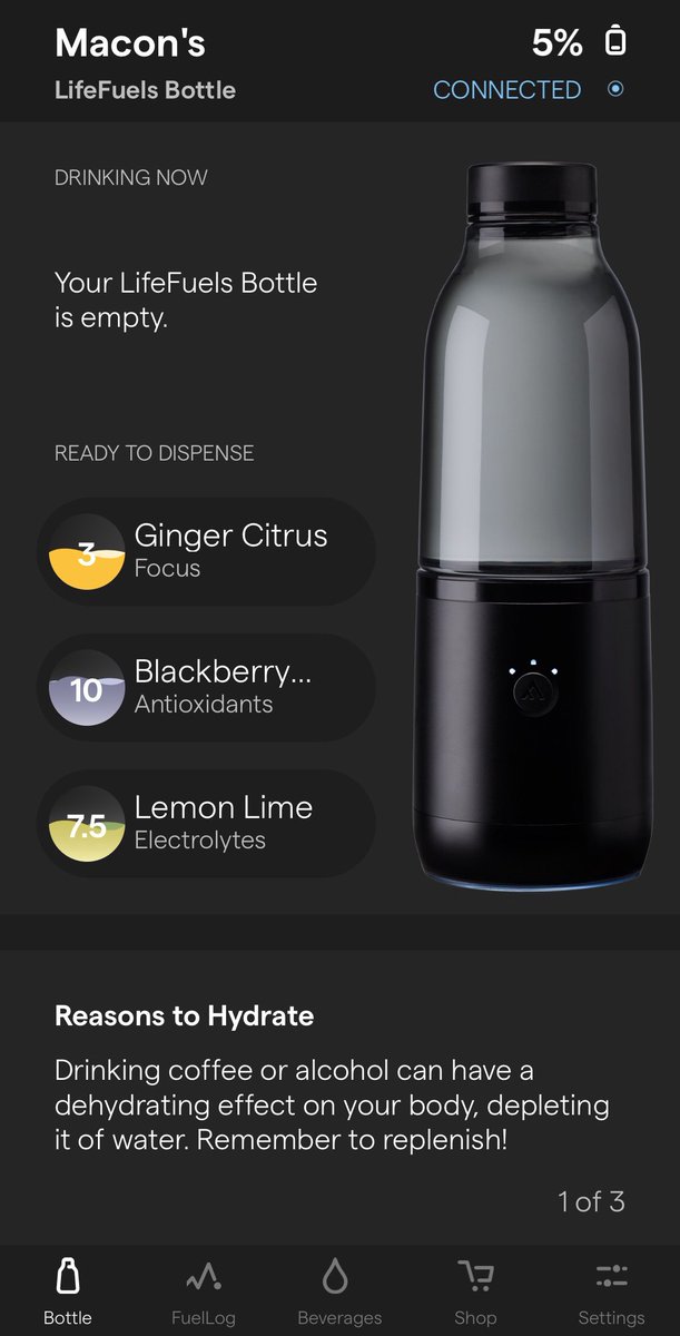 LifeFuels's tweet image. The many phases of the app. See the contents of your bottle, track your consumption, create custom beverages, and shop for more!
#smarttechnology #hydrationtracking #shop #LifeFuels