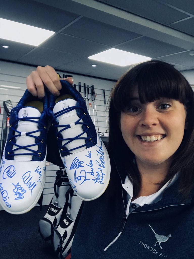 One happy competition winner 🤩 thank you so much @LETgolf for getting them too me so quickly 🏌🏻‍♀️ @SolheimCupEuro @2019solheimcup @skechersGOuk @VisitScotGolf @BunkeredOnline @LadyGolfer_com @WomenandGolfMag @GolfMonthly @GolfWorld1 @LPGA @GolfChannel @SkySportsGolf @ThonockPark