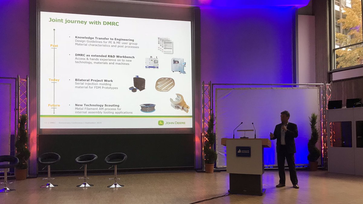 SICPaderborn's tweet image. #DMRC. Interessante Anwendungsbeispiele und innovative Lösungen aus der Welt des #AdditiveManufacturing bei der Jubiläumskonferenz #10yDMRC: Kabinenfertigung bei #JohnDeere, #Medizintechnikprodukte von #Condor MedTec, #GenerativeDesign von #Hexagon, #Bohrtechnik von #BakerHughes.