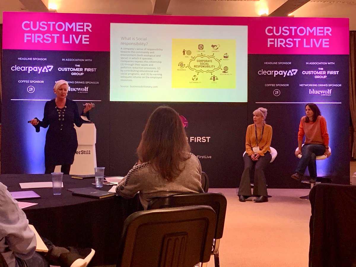 martinnewmancc's tweet photo. βSocial responsibility is everything we do in life." Thank you to @francescard for an incredibly relevant discussion #CustomerFirstLive https://t.co/RkoB7XLWqT