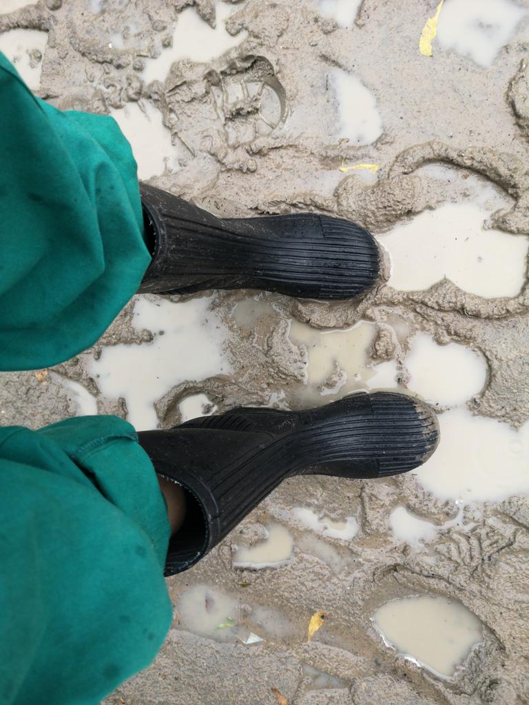 The hospital is very rural, and inaccessible by road for much of the year. We rely on flights for supply, but even that requires the dirt airstrip being solid enough to land on, which isn't guaranteed. This is the ground outside my Emergency Room.