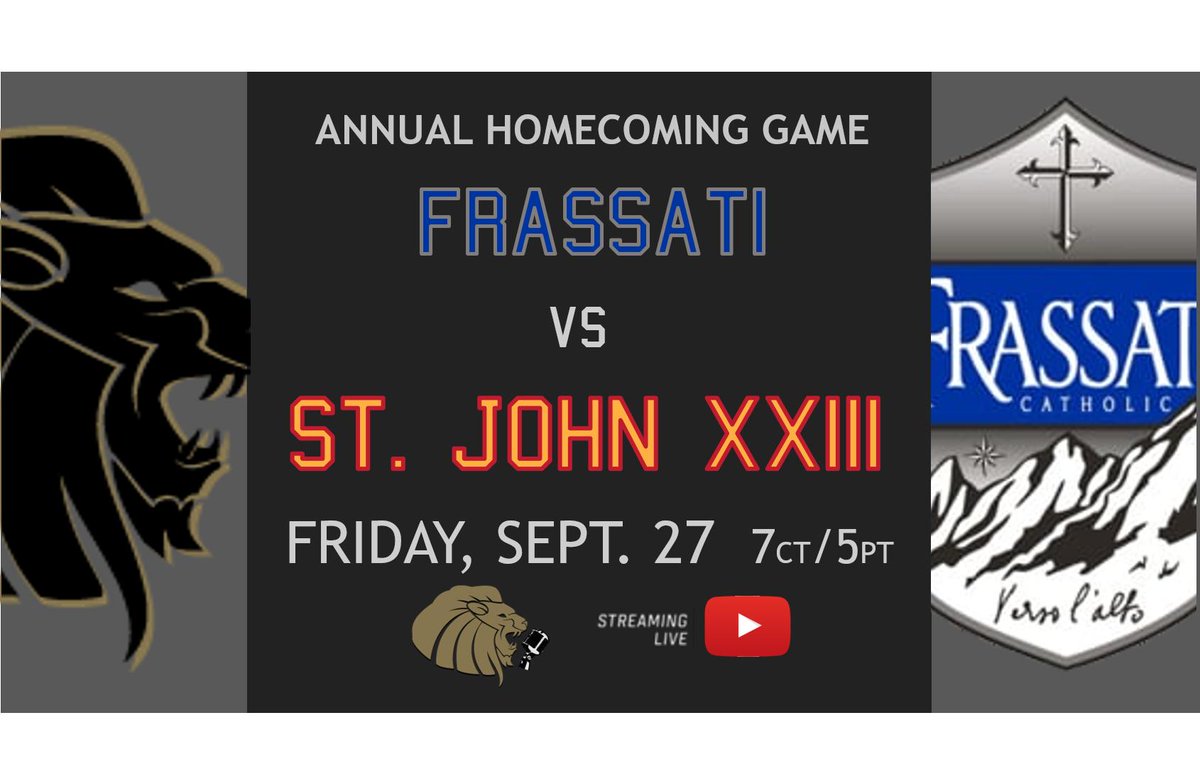 It's that time again! Lion Sports Network will be LIVE as the Lions hold their annual Homecoming Game! Kickoff against the Frassati Falcons is on Friday at 7 PM, so make sure to tune in LIVE! <a href="/GeorgeKopf19/">George Kopf</a> will be on the call; here's the link: bit.ly/SJ23Homecoming