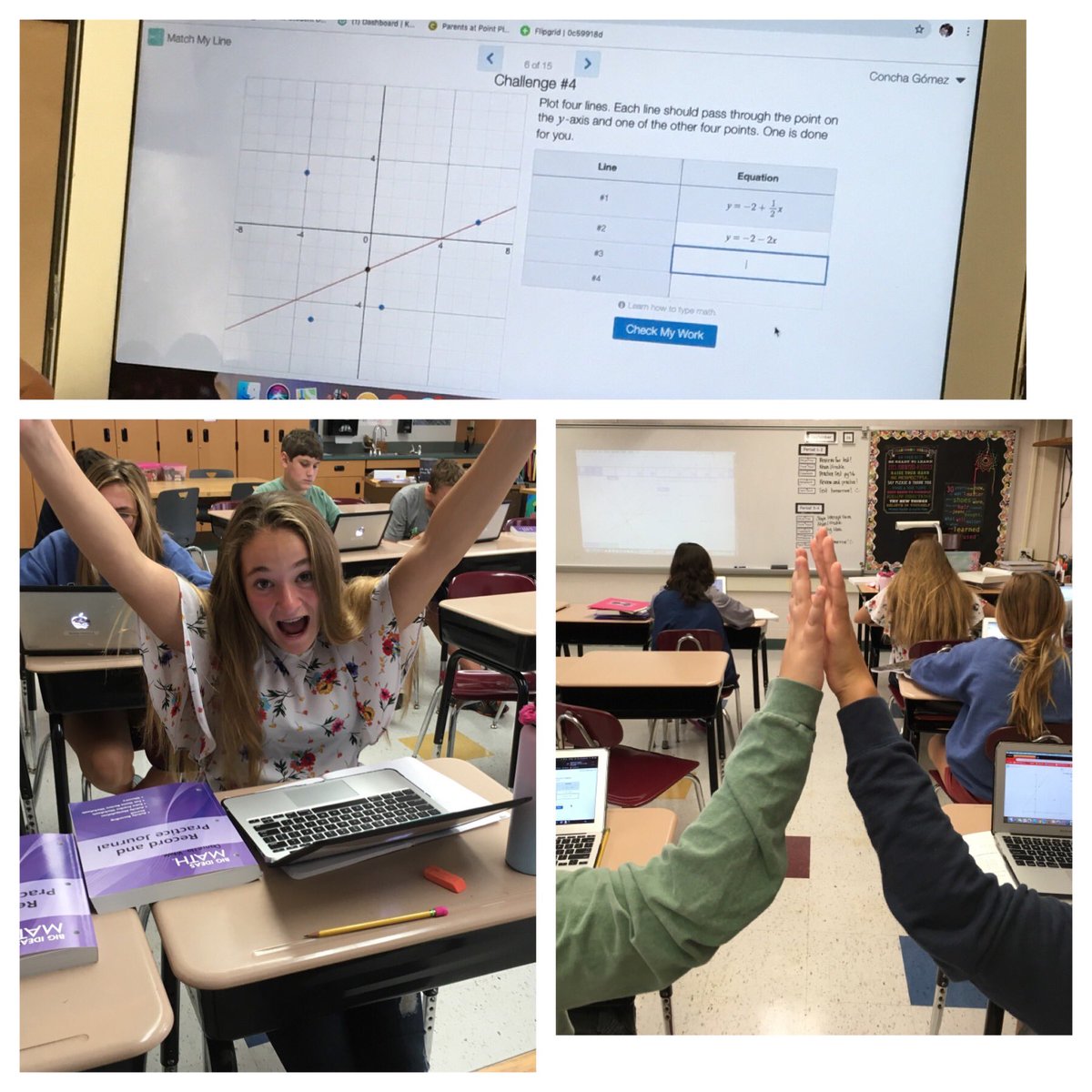 Students are excited about linear equations thanks to <a href="/Desmos/">Desmos</a> activity:  Match My Line!  <a href="/AntrimSchool/">Tara Weber</a> <a href="/ptbeachsuper/">Will Smith</a> #WeRBeach