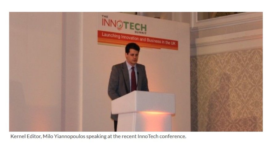 So Yiannopoulos, banned by Facebook and Twitter, was billed at Arcuri's InnoTech conference as keynote speaker, second only to Boris Johnson, who yesterday traduced the memory of Jo Cox, murdered by another right-wing fanatic!