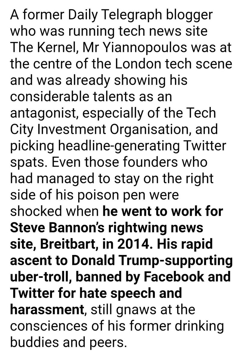 So Yiannopoulos, banned by Facebook and Twitter, was billed at Arcuri's InnoTech conference as keynote speaker, second only to Boris Johnson, who yesterday traduced the memory of Jo Cox, murdered by another right-wing fanatic!