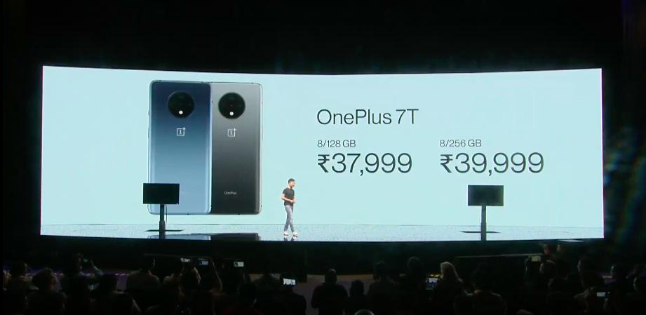 OnePlus_IN's tweet photo. The bold and upgraded OnePlus 7T will be available starting at INR 37,999 🥳 https://t.co/Wmwp2LbnhD