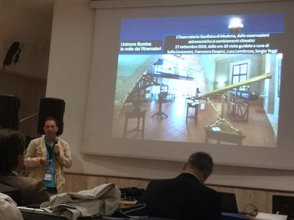 My presentation  ⁦<a href="/Aisam_meteo/">Ass.ne Italiana Scienze Atmosfera e Meteorologia</a>⁩ conference, with #warmingstripes #showyourstripes elaborate for Modena centenary observatory ⁦<a href="/OssGeo/">OssGeo Modena</a>⁩ ⁦<a href="/ed_hawkins/">Ed Hawkins</a>⁩

pics courtesy Germano di Leo ⁦<a href="/AMPRO2019/">AMPRO</a>⁩