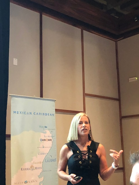 gsbureau's tweet photo. On the stage, @nutritionmuse (Linda Illingworth) keynoting on the importance of #nutrition and #travel! Love sponsoring Linda at #DestinationMexico. https://t.co/ChV1aNc11a @mcmagtweet #eventprofs #meetingprofs #events #womeninbusiness #corporatewellness https://t.co/SUKN29Z0ty
