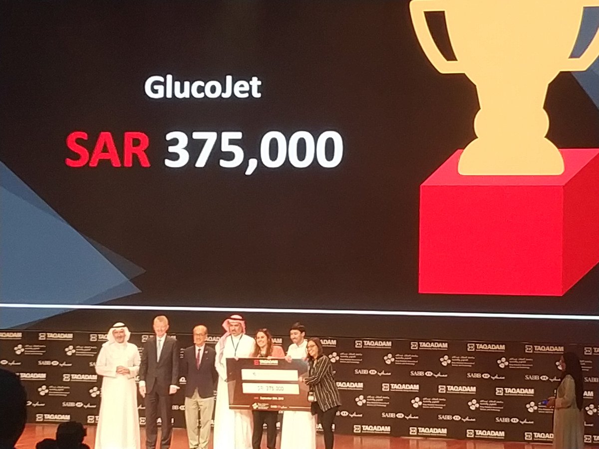 amereleven's tweet photo. Congratulations to #GlucoJet for winning the #TAQADAM grand prize for their Start-Up.
The great team at #BioEl #KAUST @InalSahika @eloise_bh and Abdulelah Saleh https://t.co/62WuSPIJ5b